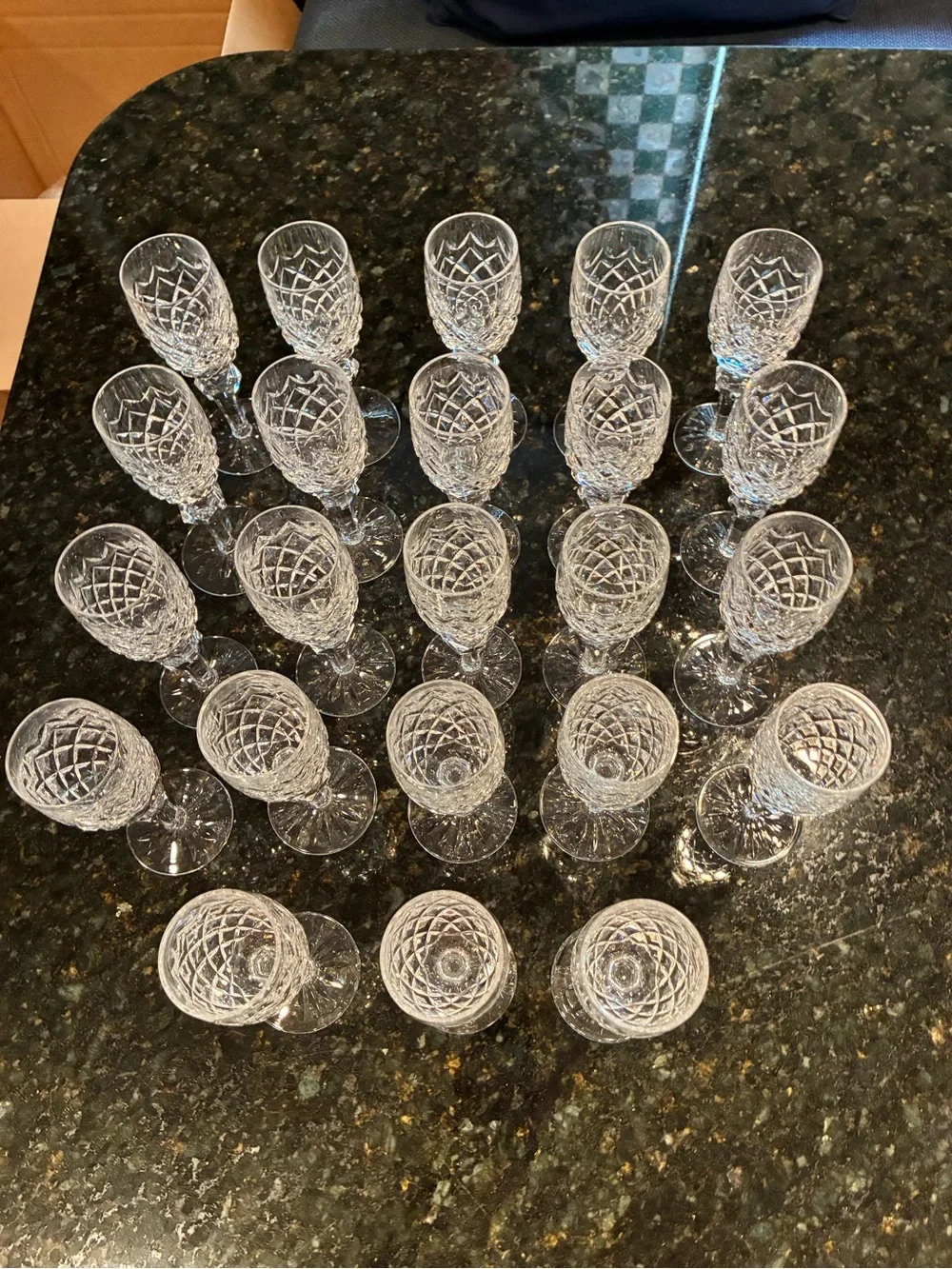 23 Waterford “Powerscourt” Sherry glasses $23. each